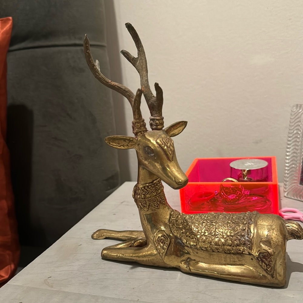 1970’s Vintage brass laying deer by Sarreid.